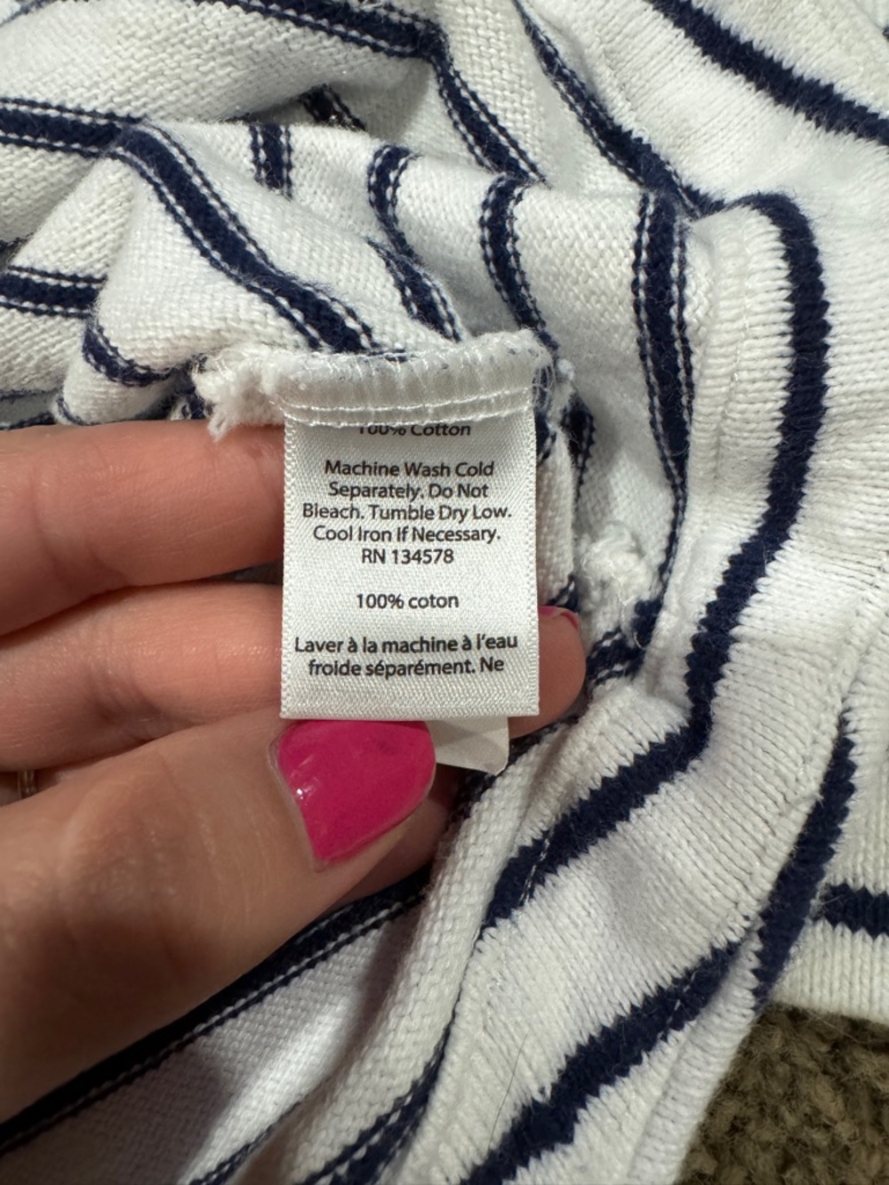 Vineyard Vines White & Navy Striped Quarter-Zip - Picture 6 of 10